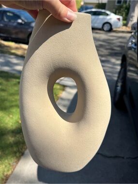 Urban Outfitters Sandstone Cream Open-Center Sculptural Vase